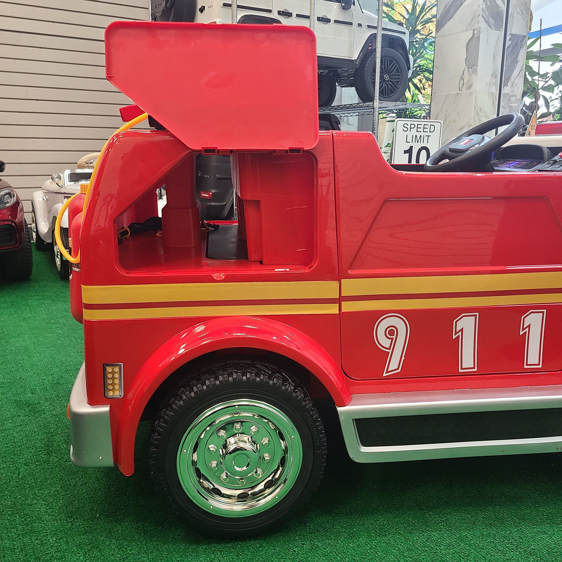 fire truck double stroller 24V Freddo Fire Truck 2-Seater Ride on